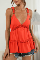 Fashion Sweet Solid Split Joint V Neck Tops