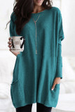 Casual Solid Patchwork Pocket V Neck Tops(4 Colors)