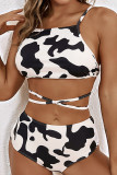 Fashion Simplicity Print Bandage Swimwears