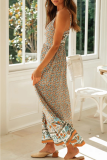 Bohemian Floral Split Joint V Neck Princess Dresses