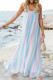 Fashion Bohemian Gradual Change Patchwork Spaghetti Strap Beach Dresses