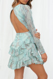 Fashion Casual Print Backless O Neck A Line Dresses