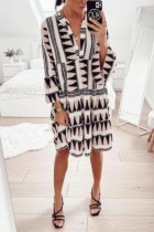 Sweet Geometric Print V Neck Dresses