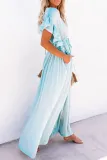 Elegant Solid Frenulum Buckle V Neck A Line Dresses