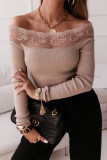 Fashion Sexy Solid Lace Off the Shoulder Tops