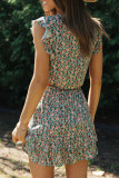 Fashion Street Print Split Joint V Neck Sleeveless Two Pieces