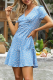 Elegant Floral Flounce Fold V Neck A Line Dresses