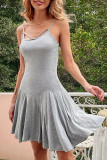 Fashion Casual Solid Split Joint Spaghetti Strap Irregular Dresses