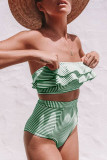 Fashion Simplicity Striped Split Joint Swimwears