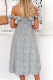 Fashion Street Print Split Joint Off the Shoulder A Line Dresses