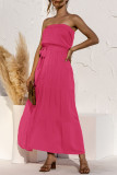 Fashion Casual Solid Split Joint Strapless A Line Dresses