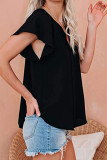 Fashion Casual Print Split Joint V Neck Tops