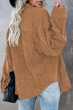 Casual Street Solid Buckle Turndown Collar Tops