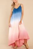 Fashion Street Tie Dye Split Joint Spaghetti Strap Irregular Dresses