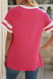 Fashion Casual Solid Split Joint O Neck T-Shirts