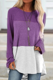 Casual Patchwork Basic Contrast O Neck Tops