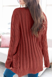 Fashion Solid Patchwork Cardigan Collar Tops