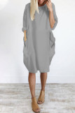 Casual Solid Solid Color O Neck Long Sleeve Dresses