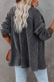 Street Patchwork Buckle Turndown Collar Outerwear