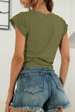 Fashion Sweet Solid Frenulum O Neck T-Shirts
