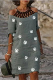 Casual Print Printing O Neck A Line Dresses