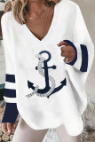 Casual Street Print Patchwork V Neck Tops