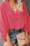 Fashion Casual Print Split Joint V Neck Tops