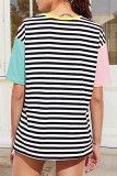 Fashion Casual Patchwork Split Joint O Neck T-Shirts