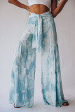 Casual Street Print Fold Loose High Waist Wide Leg Bottoms