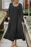 College Solid Pocket O Neck A Line Dresses