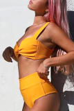Sexy Solid Backless Fold Swimwears