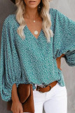 Fashion Casual Print Split Joint V Neck Tops