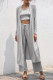 Casual Daily Solid Frenulum Cardigan Collar Long Sleeve Two Pieces