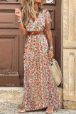 Fashion Street Print Split Joint V Neck A Line Dresses