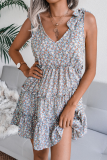 Casual Sweet Floral Strap Design Stringy Selvedge V Neck A Line Dresses