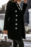 Fashion Elegant Solid Buckle Turn-back Collar Outerwear