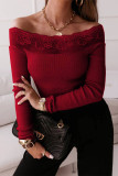 Fashion Sexy Solid Lace Off the Shoulder Tops