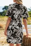 Fashion Street Print Split Joint Square Collar A Line Dresses