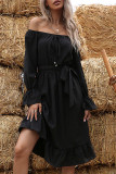 Fashion Street Solid Split Joint Off the Shoulder A Line Dresses