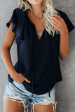 Fashion Casual Print Split Joint V Neck Tops