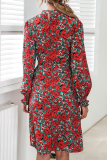 Fashion Elegant Floral Split Joint Frenulum O Neck A Line Dresses