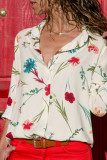 Casual Print V Neck Mid Waist Tops