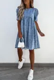Casual Solid Make Old Split Joint O Neck Princess Dresses