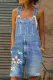 Casual Patchwork Embroidered Pocket Regular Denim Jumpsuits