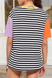 Fashion Casual Patchwork Split Joint O Neck T-Shirts
