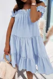 Fashion Casual Solid Split Joint Off the Shoulder Princess Dresses