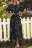 Fashion Street Dot Split Joint Frenulum O Neck A Line Dresses