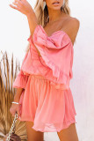 Fashion Casual Solid Patchwork Off the Shoulder Loose Rompers