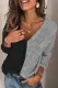 Fashion Street Solid Patchwork V Neck Tops