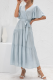 Elegant Solid Split Joint With Belt V Neck Cake Skirt Dresses